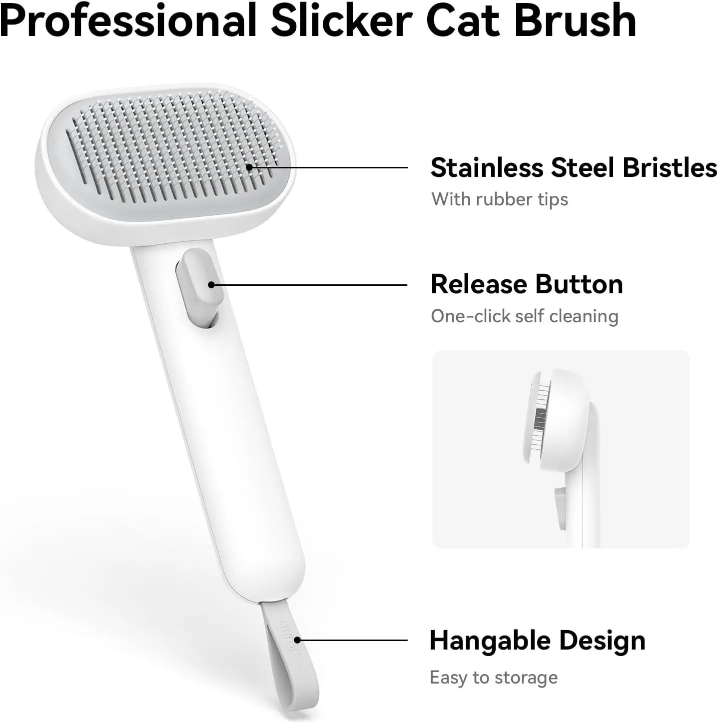 Cat Brush with Release Button - Safe Paws