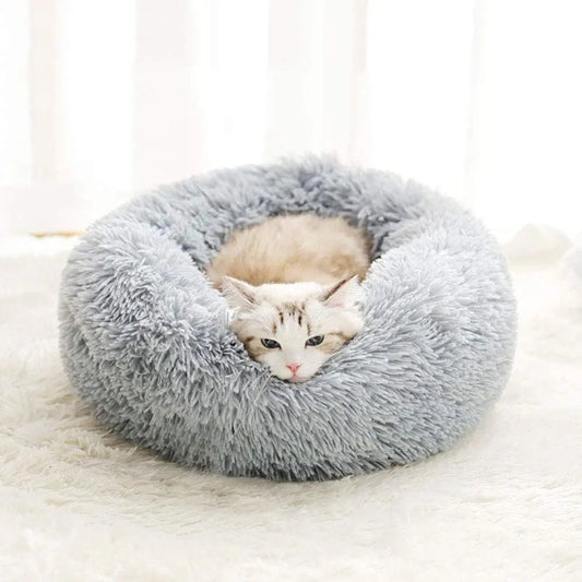 Soft Plush Round Bed for Cats - Safe Paws