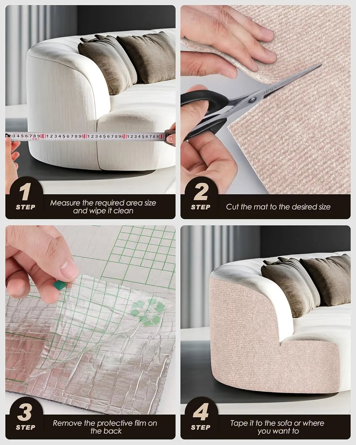 Trimmable Self-Adhesive Cat Scratch Mats - Safe Paws