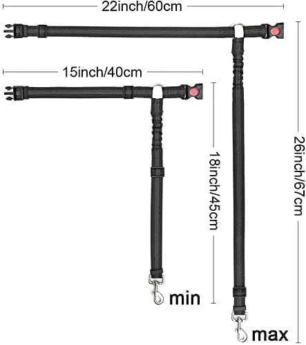 2 in 1 Dog Car Seatbelts with Anti-Shock Elastic Bungee Buffer - Safe Paws