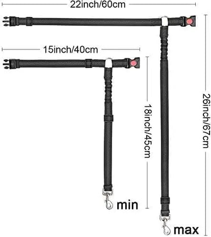 2 in 1 Dog Car Seatbelts with Anti-Shock Elastic Bungee Buffer - Safe Paws