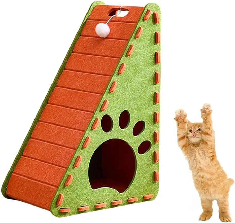 Triangular Felt Cat Scratcher & Cat Bed - Safe Paws