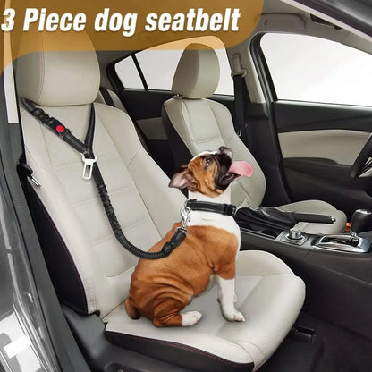 2 in 1 Dog Car Seatbelts with Anti-Shock Elastic Bungee Buffer - Safe Paws