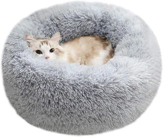 Soft Plush Round Bed for Cats - Safe Paws