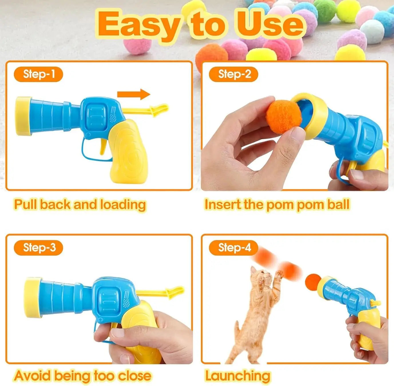 31Pcs Cat Ball Toy Launcher Gun - Safe Paws