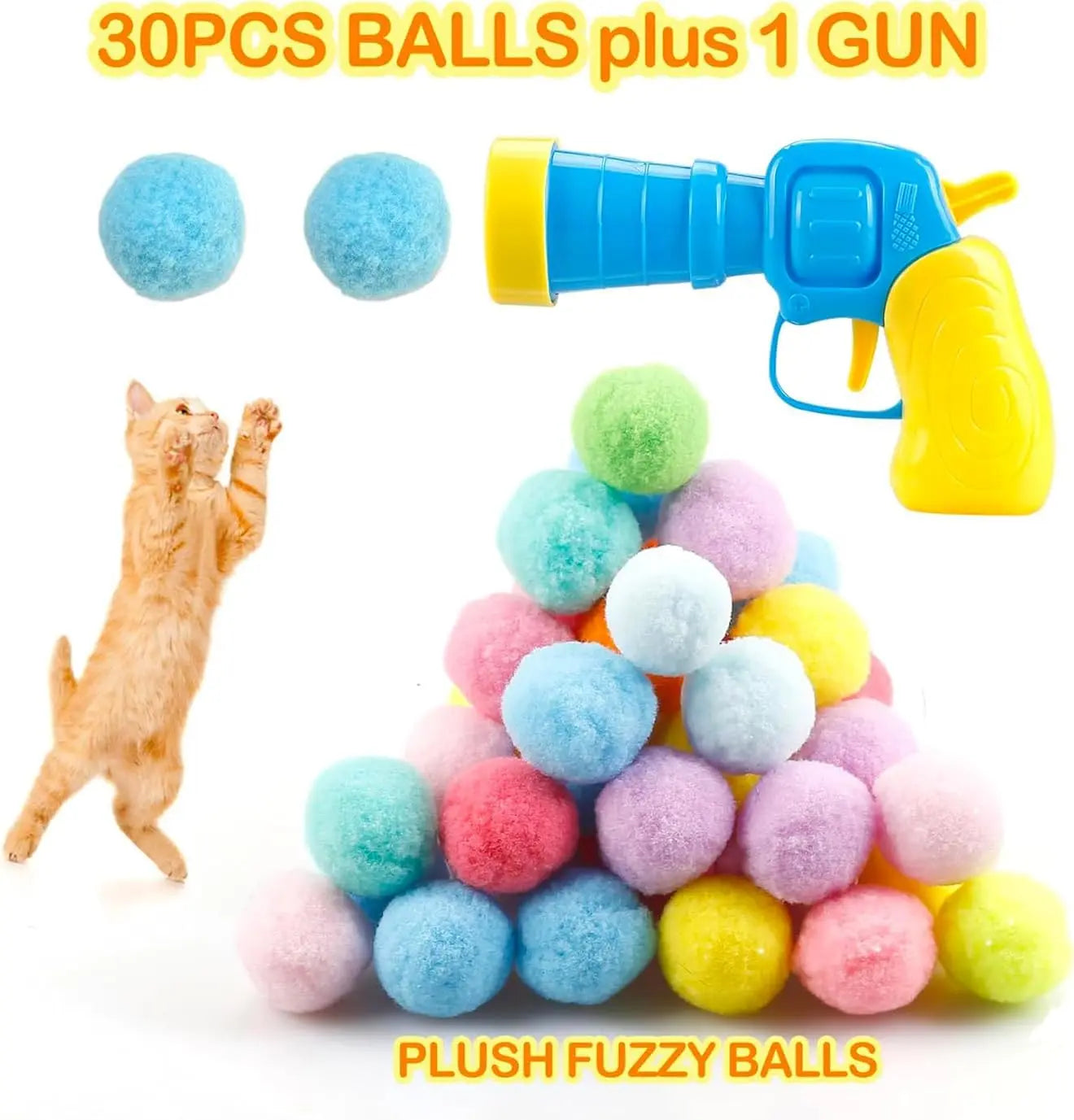 31Pcs Cat Ball Toy Launcher Gun - Safe Paws