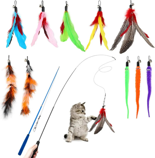 Feather Teaser Cat Toy Set 12 pcs - Safe Paws