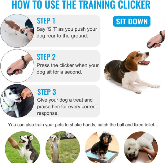 [2 PCS] Dog Training Clickers with Wrist Strap - Safe Paws